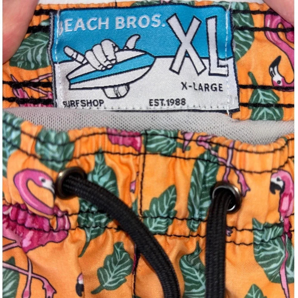 BEACH BROS Mens Swim Trunks Board Shorts Orange‎ Pink Flamingo XL Bright 6 inch
